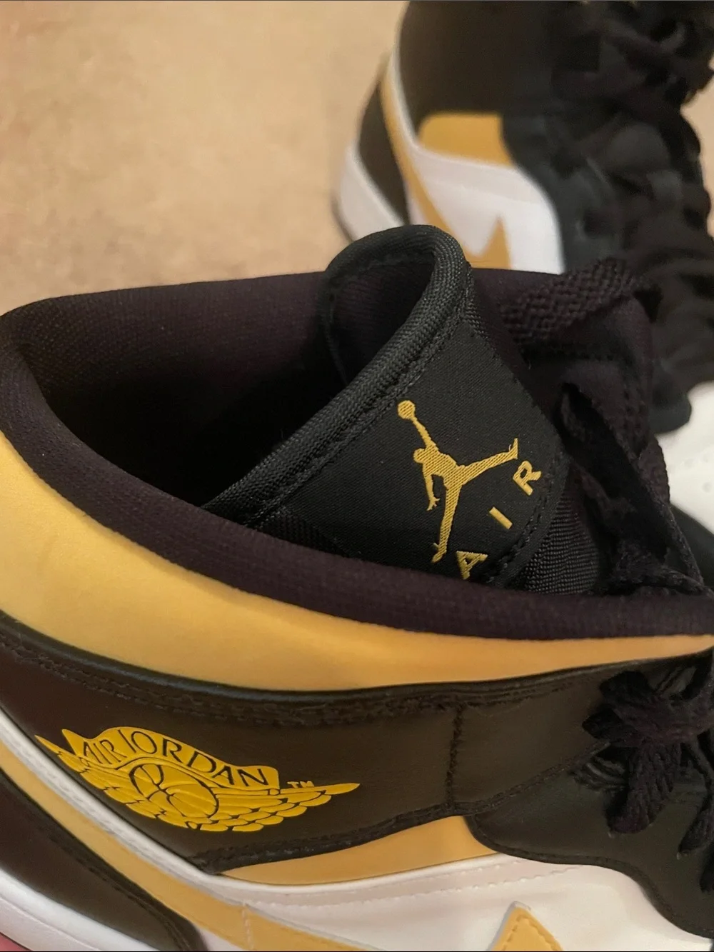 Jordan Men’s Mid-Top Sneakers - Black/White/Yellow